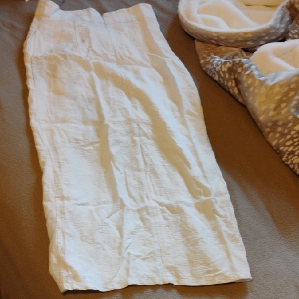 Women's White Maxi Linen-Blend Skirt Dress